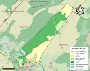 Carte en couleurs présentant l'occupation des sols.