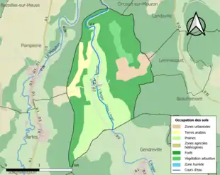 Carte en couleurs présentant l'occupation des sols.