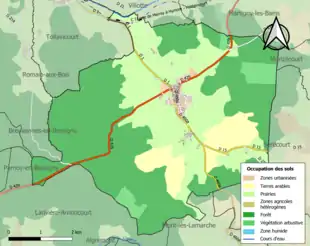 Carte en couleurs présentant l'occupation des sols.