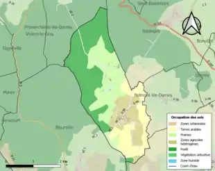 Carte en couleurs présentant l'occupation des sols.