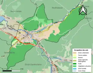 Carte en couleurs présentant l'occupation des sols.