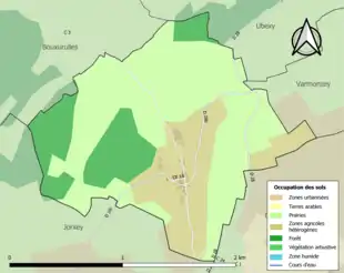 Carte en couleurs présentant l'occupation des sols.