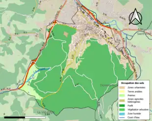 Carte en couleurs présentant l'occupation des sols.