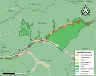 Carte en couleurs présentant l'occupation des sols.