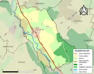 Carte en couleurs présentant l'occupation des sols.