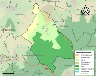 Carte en couleurs présentant l'occupation des sols.