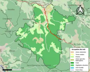 Carte en couleurs présentant l'occupation des sols.