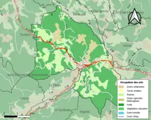 Carte en couleurs présentant l'occupation des sols.