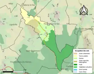 Carte en couleurs présentant l'occupation des sols.