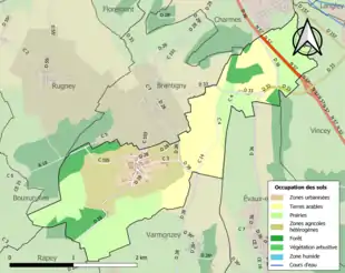 Carte en couleurs présentant l'occupation des sols.