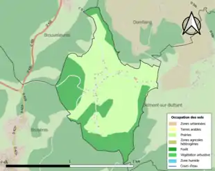 Carte en couleurs présentant l'occupation des sols.