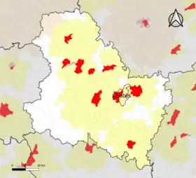 Localisation de l'aire d'attraction de Chablis dans le département de l'Yonne.