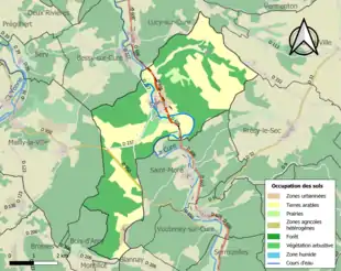 Carte en couleurs présentant l'occupation des sols.