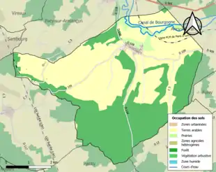 Carte en couleurs présentant l'occupation des sols.