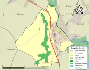 Carte en couleurs présentant l'occupation des sols.