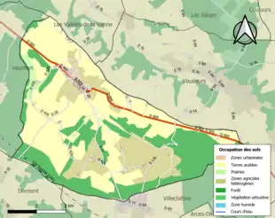 Carte en couleurs présentant l'occupation des sols.