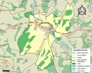 Carte en couleurs présentant l'occupation des sols.