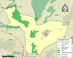 Carte en couleurs présentant l'occupation des sols.