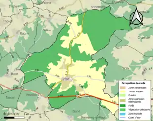 Carte en couleurs présentant l'occupation des sols.