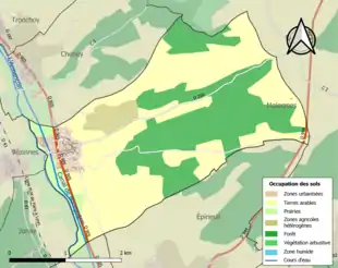 Carte en couleurs présentant l'occupation des sols.