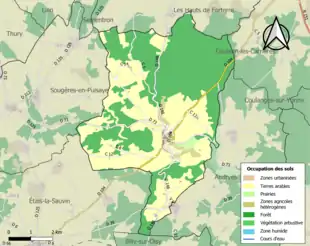 Carte en couleurs présentant l'occupation des sols.