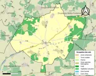 Carte en couleurs présentant l'occupation des sols.