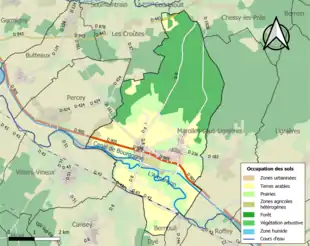 Carte en couleurs présentant l'occupation des sols.