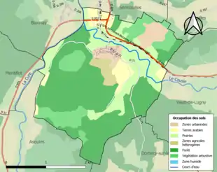 Carte en couleurs présentant l'occupation des sols.