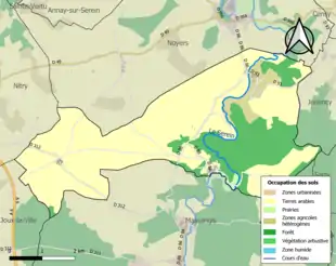 Carte en couleurs présentant l'occupation des sols.