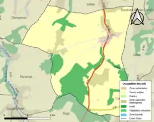 Carte en couleurs présentant l'occupation des sols.