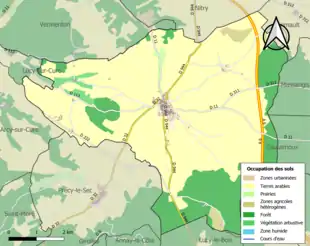 Carte en couleurs présentant l'occupation des sols.