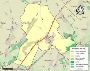 Carte en couleurs présentant l'occupation des sols.