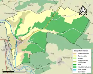 Carte en couleurs présentant l'occupation des sols.