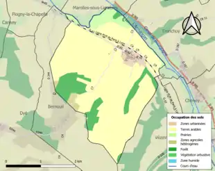 Carte en couleurs présentant l'occupation des sols.