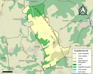 Carte en couleurs présentant l'occupation des sols.