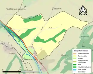 Carte en couleurs présentant l'occupation des sols.