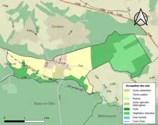 Carte en couleurs présentant l'occupation des sols.