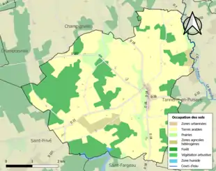 Carte en couleurs présentant l'occupation des sols.