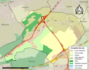 Carte en couleurs présentant l'occupation des sols.