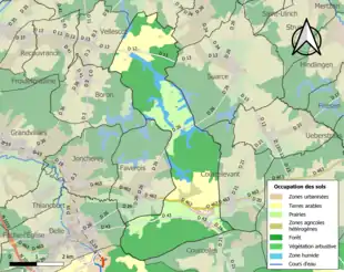 Carte en couleurs présentant l'occupation des sols.