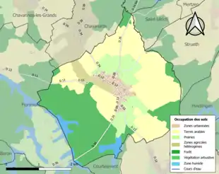 Carte en couleurs présentant l'occupation des sols.