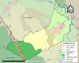 Carte en couleurs présentant l'occupation des sols.