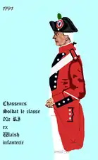 chasseur du 92e régiment d’infanterie de ligne de 1791 à 1792