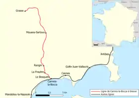 Voir la carte de la ligne.