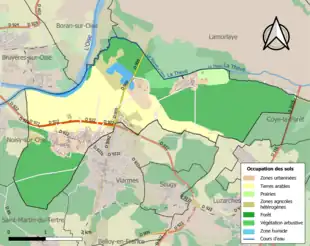 Carte en couleurs présentant l'occupation des sols.