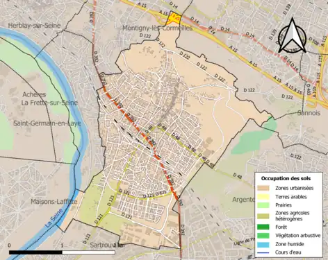 Carte en couleurs présentant l'occupation des sols.