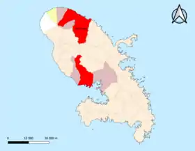 Localisation de l'aire d'attraction du Lorrain dans le département de la Martinique.