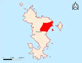 Localisation de l'aire d'attraction de Mamoudzou dans le département de Mayotte.