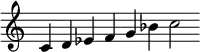  {
\override Score.TimeSignature #'stencil = ##f
\relative c' {
  \clef treble \time 9/4
  c4 d es f g bes c2
} }
