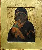 Icône de la Mère de Dieu de Vladimir, peintre inconnu, fin du XVIe siècle